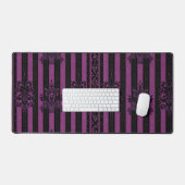 Gothic Damask Purple & Black Striped Desk Mat  (Keyboard & Muis)