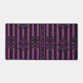 Gothic Damask Purple & Black Striped Desk Mat  (Voorkant)