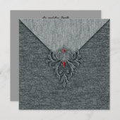 Gothic Damask Red Jewels Kaart (Voorkant / Achterkant)