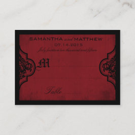 Gothic Damask Rode Grunge Trouwplaats Kaart Plaatskaartje