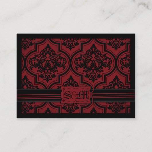 Gothic Damask Rode Grunge Trouwplaats Kaart Plaatskaartje (Achterkant)