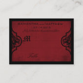 Gothic Damask Rode Grunge Trouwplaats Kaart Plaatskaartje (Voorkant)