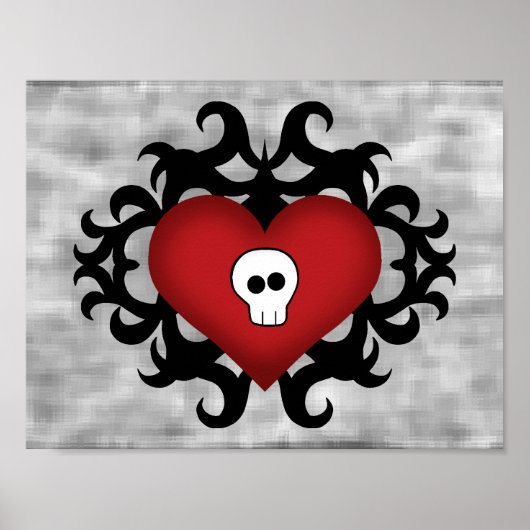 Gothic damask schedel decorative poster (Voorkant)