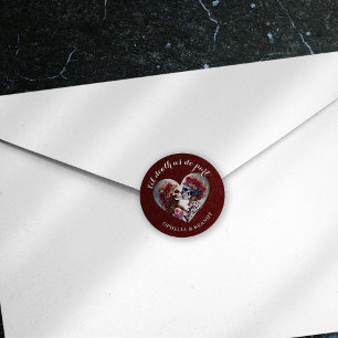 Gothic Damask Skeleton Kiss Wedding Ronde Sticker