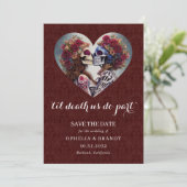 Gothic Damask Skeleton Kiss Wedding Save The Date (Staand voorkant)