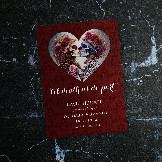 Gothic Damask Skeleton Kiss Wedding Save The Date