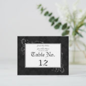 Gothic Damask Trouwtafel Nummer Zwart & Wit Briefkaart (Staand voorkant)