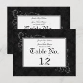 Gothic Damask Trouwtafel Nummer Zwart & Wit Briefkaart (Voorkant / Achterkant)
