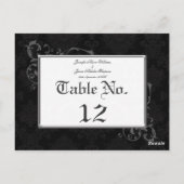 Gothic Damask Trouwtafel Nummer Zwart & Wit Briefkaart (Achterkant)