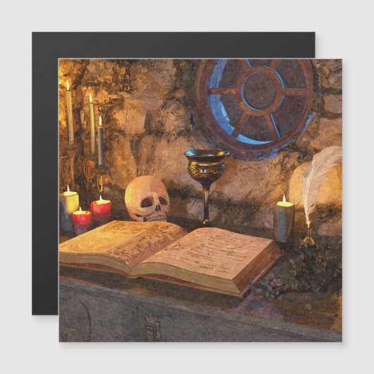 Gothic Dark Academia Kaarsverlichte Studeerkamer K (Voorkant / Achterkant)