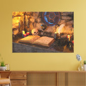 Gothic Dark Academia Kaarsverlichte Studeerkamer K Canvas Afdruk (Insitu (Woonkamer))