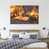 Gothic Dark Academia Kaarsverlichte Studeerkamer K Canvas Afdruk (Insitu (Slaapkamer))