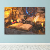 Gothic Dark Academia Kaarsverlichte Studeerkamer K Canvas Afdruk (Insitu (Houten vloer))