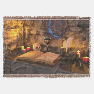 Gothic Dark Academia Kaarsverlichte Studeerkamer K Deken