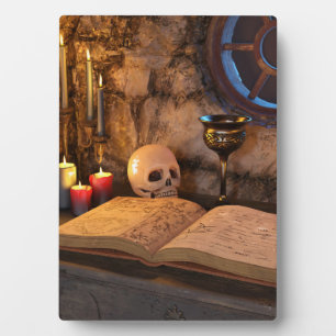 Gothic Dark Academia Kaarsverlichte Studeerkamer K Fotoplaat