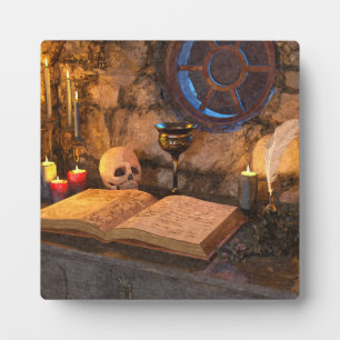 Gothic Dark Academia Kaarsverlichte Studeerkamer K Fotoplaat