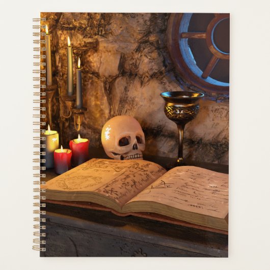 Gothic Dark Academia Kaarsverlichte Studeerkamer K Planner (Voorkant)