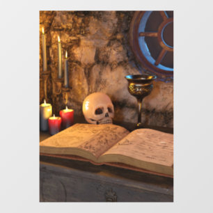 Gothic Dark Academia Kaarsverlichte Studeerkamer K Raamsticker