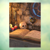Gothic Dark Academia Kaarsverlichte Studeerkamer K Raamsticker (Vel 3)