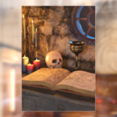 Gothic Dark Academia Kaarsverlichte Studeerkamer K Raamsticker (Vel 2)