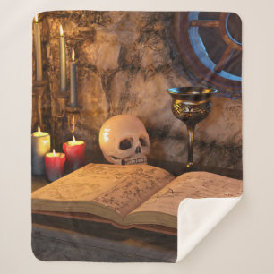 Gothic Dark Academia Kaarsverlichte Studeerkamer K Sherpa Deken