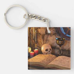 Gothic Dark Academia Kaarsverlichte Studeerkamer K Sleutelhanger