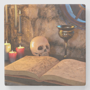 Gothic Dark Academia Kaarsverlichte Studeerkamer K Stenen Onderzetter