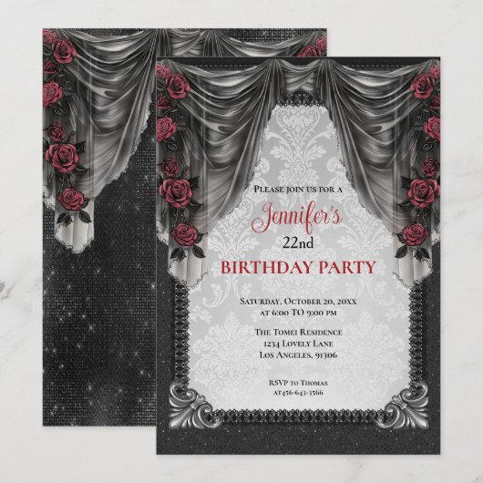 Gothic Dark Birthday invitation Kaart (Voorkant / Achterkant)
