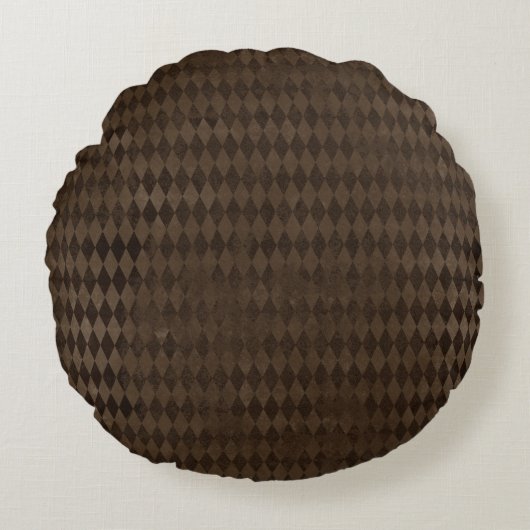 Gothic Dark Brown Harlequin Rond Kussen (Voorkant)