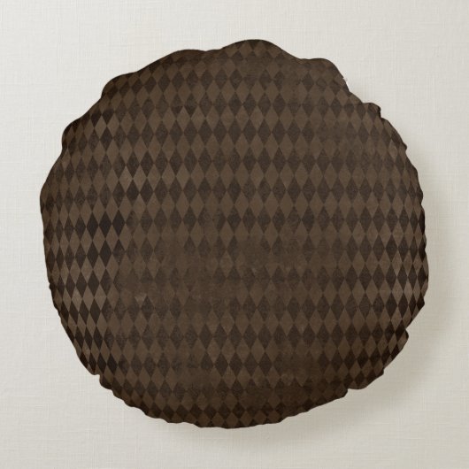 Gothic Dark Brown Harlequin Rond Kussen (Achterkant)