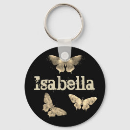  gothic Dark Butterfly Art Isabella Name Sleutelhanger