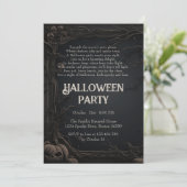 Gothic Dark Carved Trees & Gedicht Halloween Party Kaart (Staand voorkant)