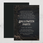 Gothic Dark Carved Trees & Gedicht Halloween Party Kaart (Voorkant / Achterkant)
