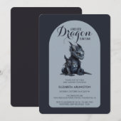 Gothic Dark Dragon Baby Shower Uitnodiging (Voorkant / Achterkant)
