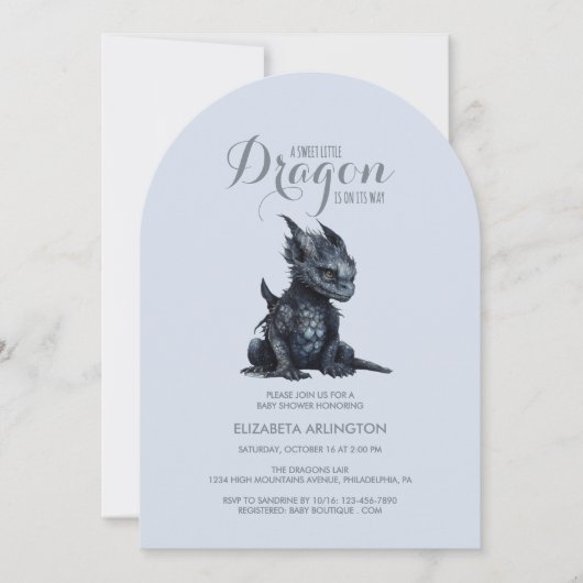 Gothic Dark Dragon Baby Shower Uitnodiging (Voorkant)