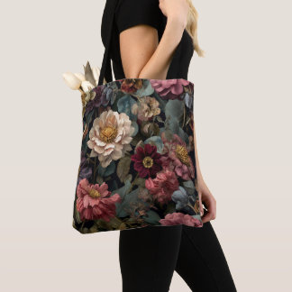 Gothic Dark en Moody Floral Design Tote Bag