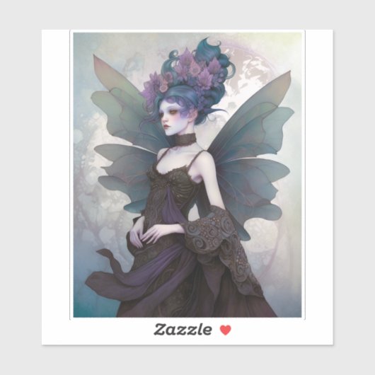 Gothic Dark Fairy Girl Fantasy Art Sticker (Vel)