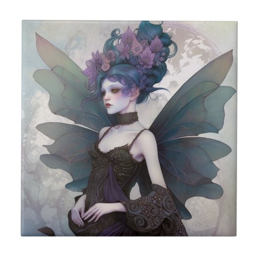 Gothic Dark Fairy Girl Fantasy Art Tegeltje (Voorkant)