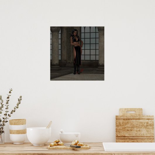 Gothic Dark Fantasy African Vampire Woman Poster (Keuken)