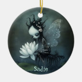 Gothic Dark Fantasy Fairy Skeleton Aangepaste naam Keramisch Ornament (Voorkant)