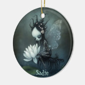 Gothic Dark Fantasy Fairy Skeleton Aangepaste naam Keramisch Ornament (Links)