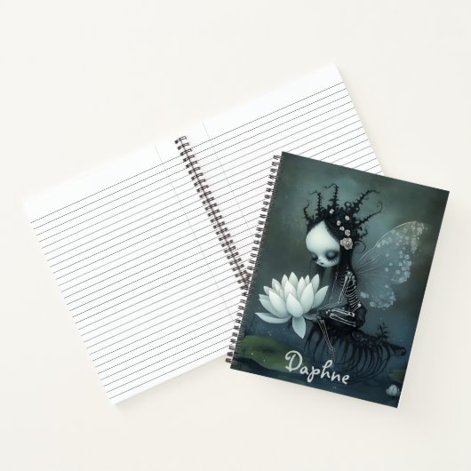 Gothic Dark Fantasy Fairy Skeleton Aangepaste naam Notitieboek (Binnen)