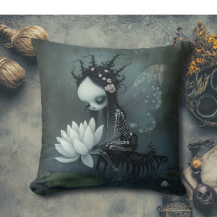 Gothic Dark Fantasy Fairy Skeleton Halloween Decor Kussen