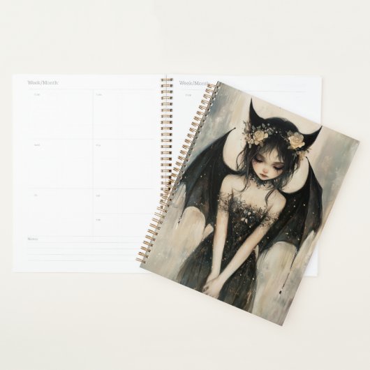 Gothic Dark Fantasy Fee met Bloemenkroon Planner (Display)