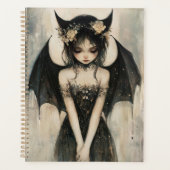 Gothic Dark Fantasy Fee met Bloemenkroon  Planner (Voorkant)
