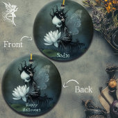 Gothic Dark Fantasy Fee Skelet Aangepaste Naam Keramisch Ornament