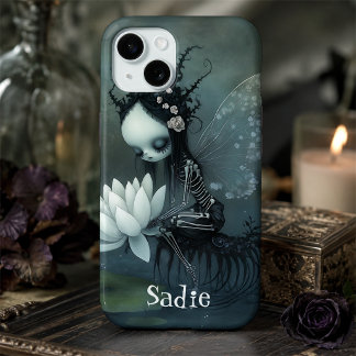 Gothic Dark Fantasy Feeërie Skelet Aangepaste Naam iPhone 15 Case