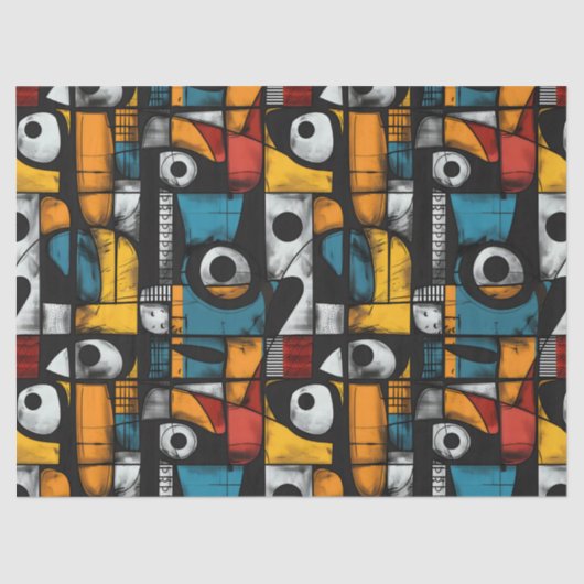 Gothic Dark Feeling Zwart, Rood en Geel Abstract Tissuepapier (Voorkant)