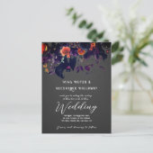 Gothic Dark Floral met vleermuizen QRC Bruiloft Briefkaart (Staand voorkant)