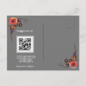 Gothic Dark Floral met vleermuizen QRC Bruiloft Briefkaart (Achterkant)